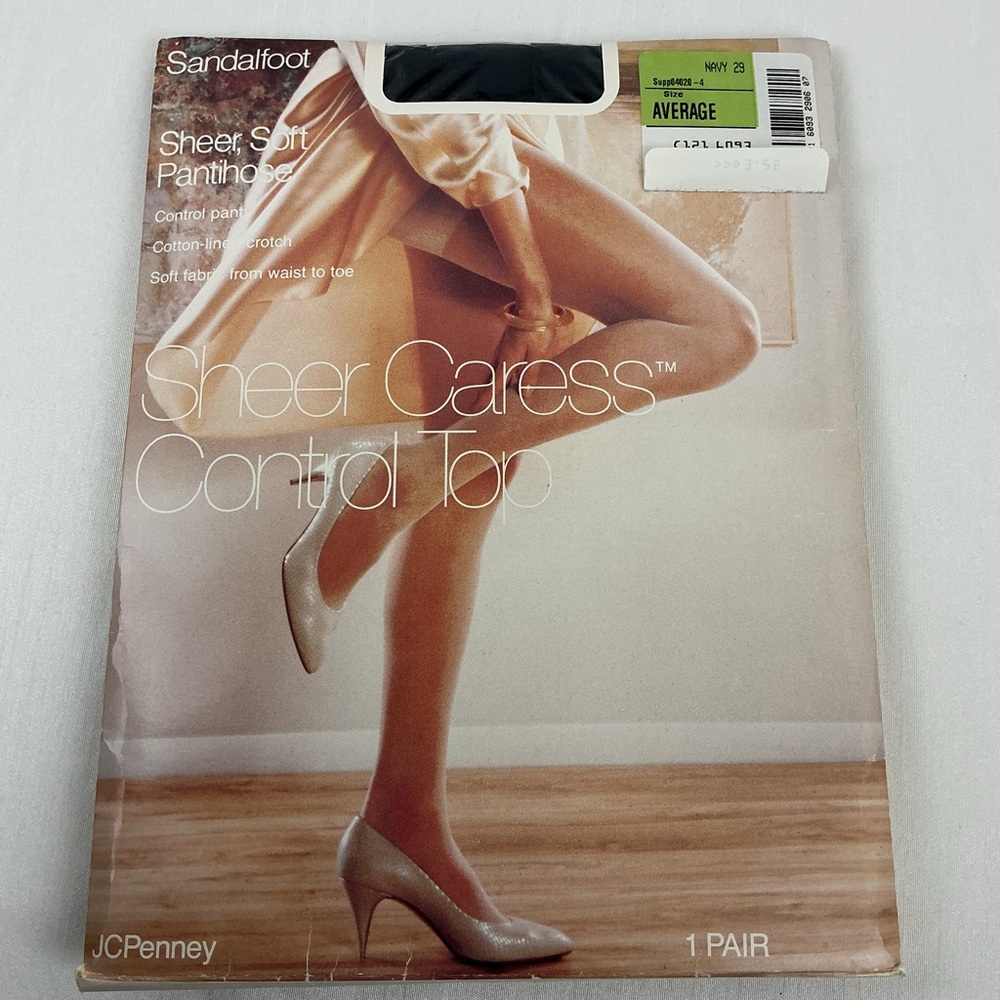 JC Penny Pantyhose Sheer Caress Sandalfoot Control Top Vintage
